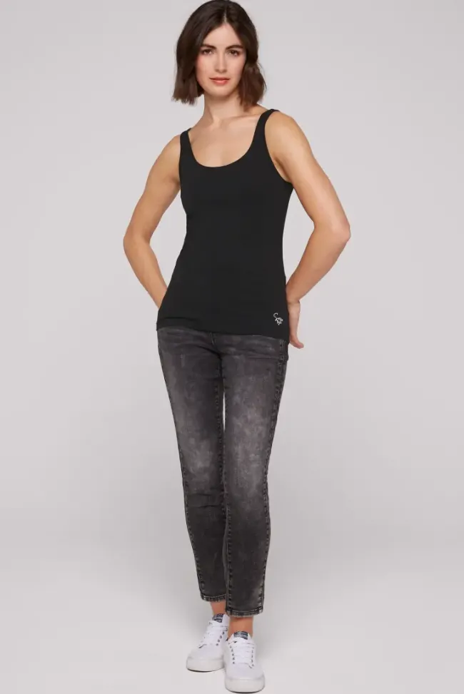Damen CAMP DAVID & SOCCX Basic Top mit Mini Logo Print