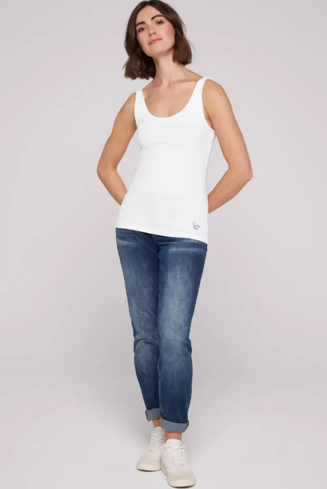 Damen CAMP DAVID & SOCCX Basic Top mit Mini Logo Print