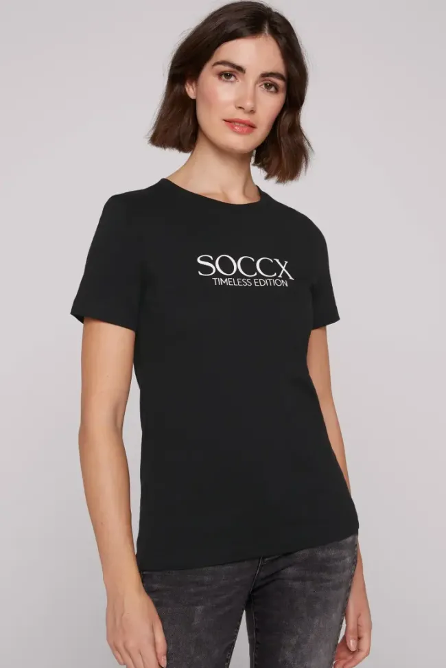 Damen CAMP DAVID & SOCCX Basic T-Shirt mit Logo Print