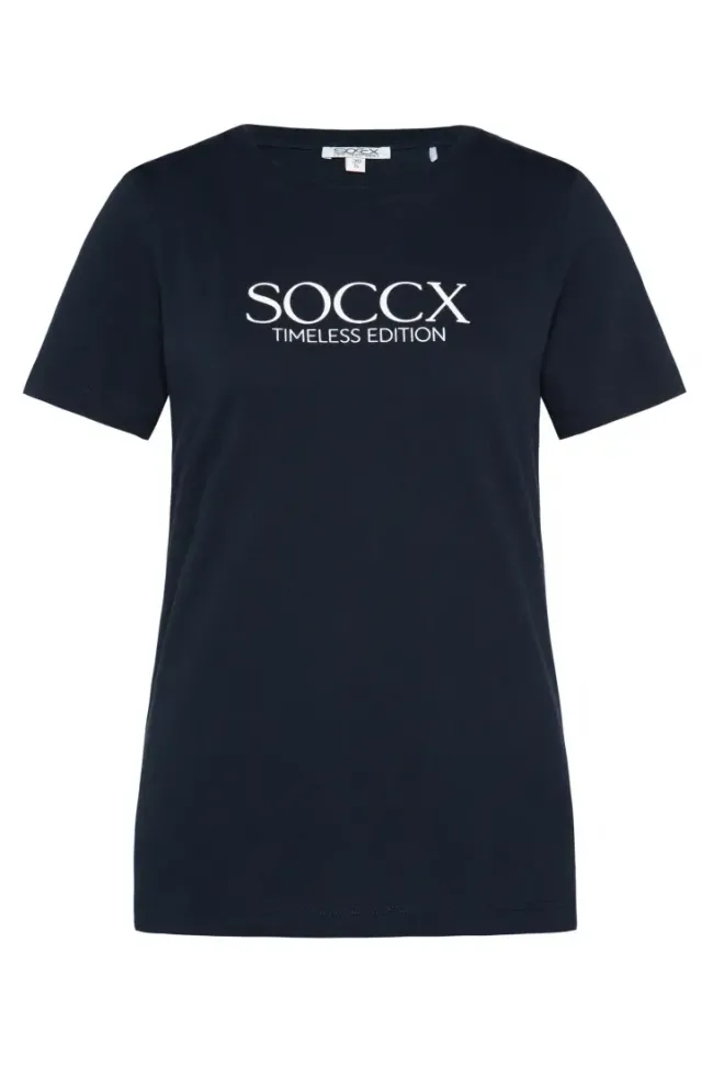 Damen CAMP DAVID & SOCCX Basic T-Shirt mit Logo Print blue navy