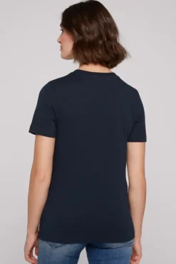 Damen CAMP DAVID & SOCCX Basic T-Shirt mit Logo Print blue navy