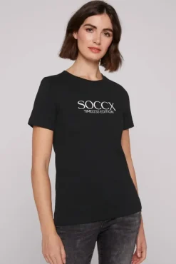 Damen CAMP DAVID & SOCCX Basic T-Shirt mit Logo Print