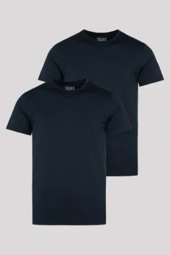 Herren CAMP DAVID & SOCCX Basic T-Shirt mit Rundhalsausschnitt, Doppelpack blue navy / blue navy