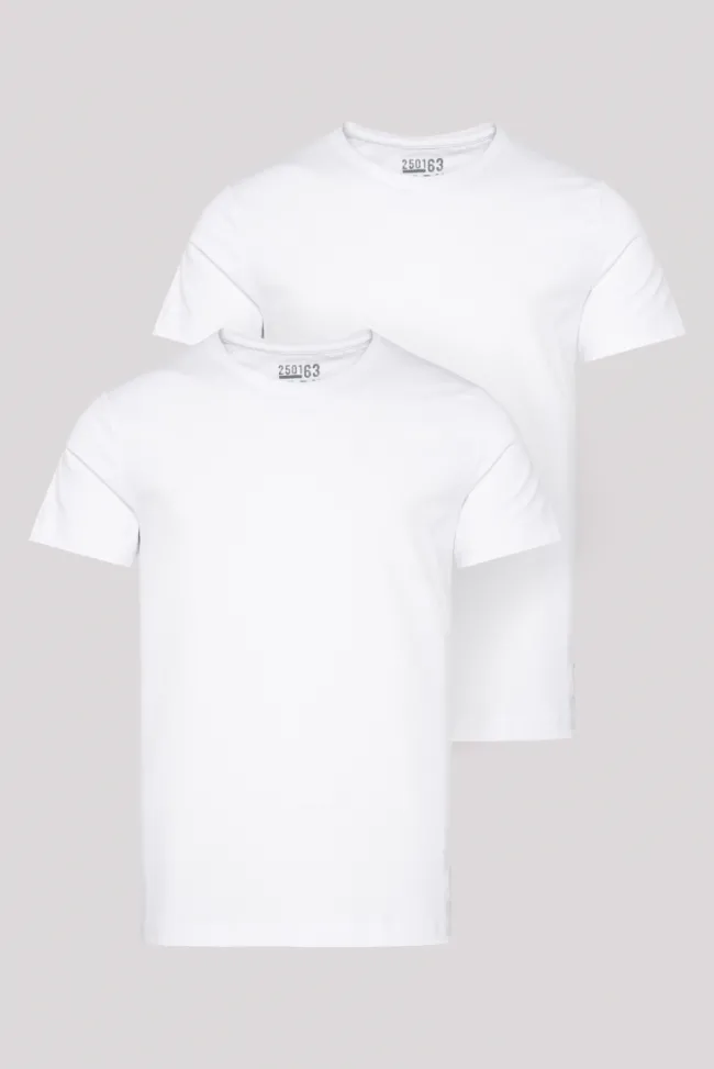 Herren CAMP DAVID & SOCCX Basic T-Shirt mit Rundhalsausschnitt, Doppelpack optic white / optic white