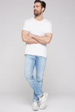 Herren CAMP DAVID & SOCCX Basic T-Shirt mit Rundhalsausschnitt, Doppelpack optic white / optic white