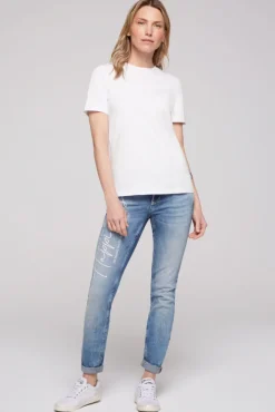 Damen CAMP DAVID & SOCCX Basic T-Shirt mit Rundhalsausschnitt
