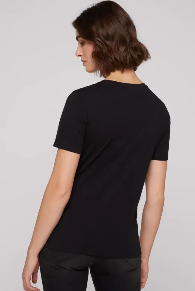 Damen CAMP DAVID & SOCCX Basic T-Shirt mit V-Ausschnitt und Logo