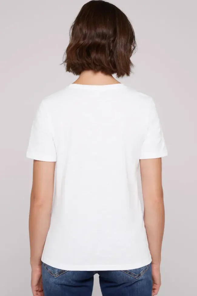 Damen CAMP DAVID & SOCCX Basic T-Shirt mit V-Ausschnitt und Logo