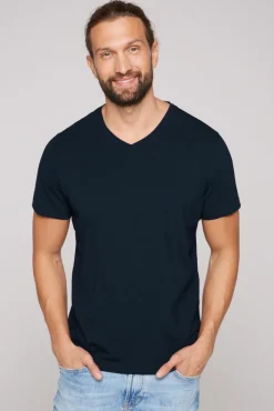 Herren CAMP DAVID & SOCCX Basic T-Shirt mit V-Neck, Doppelpack blue navy / blue navy
