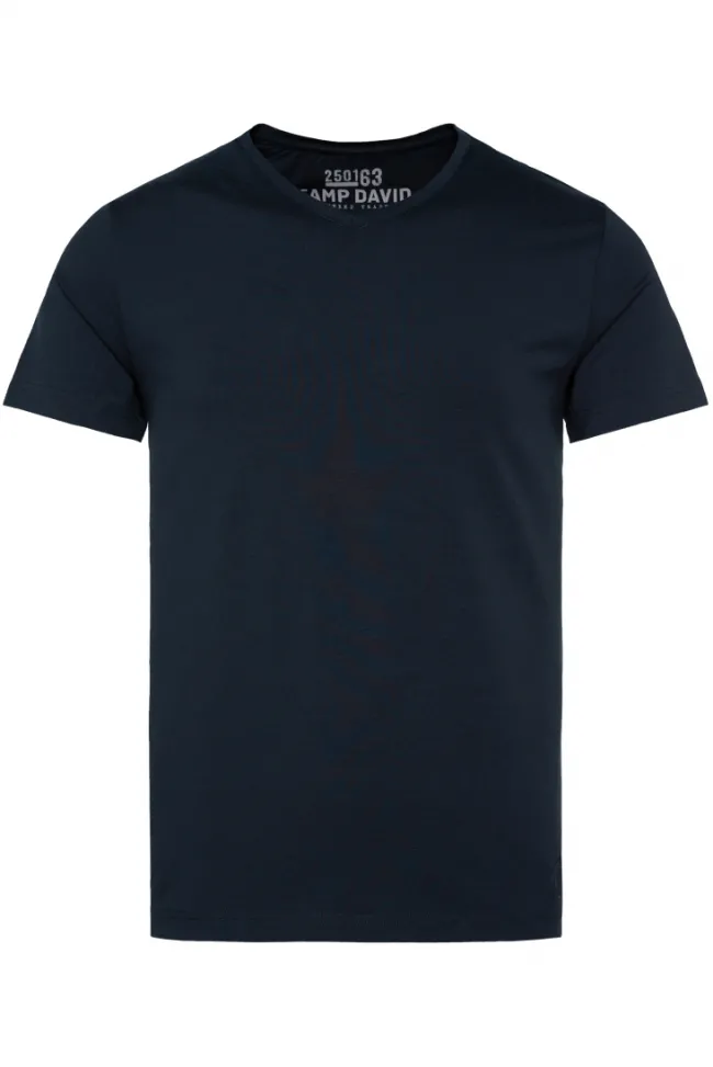 Herren CAMP DAVID & SOCCX Basic T-Shirt mit V-Neck, Doppelpack blue navy / blue navy