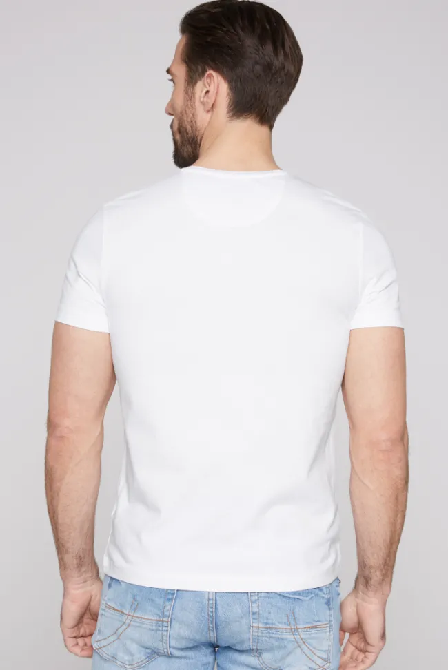 Herren CAMP DAVID & SOCCX Basic T-Shirt mit V-Neck, Doppelpack optic white / optic white