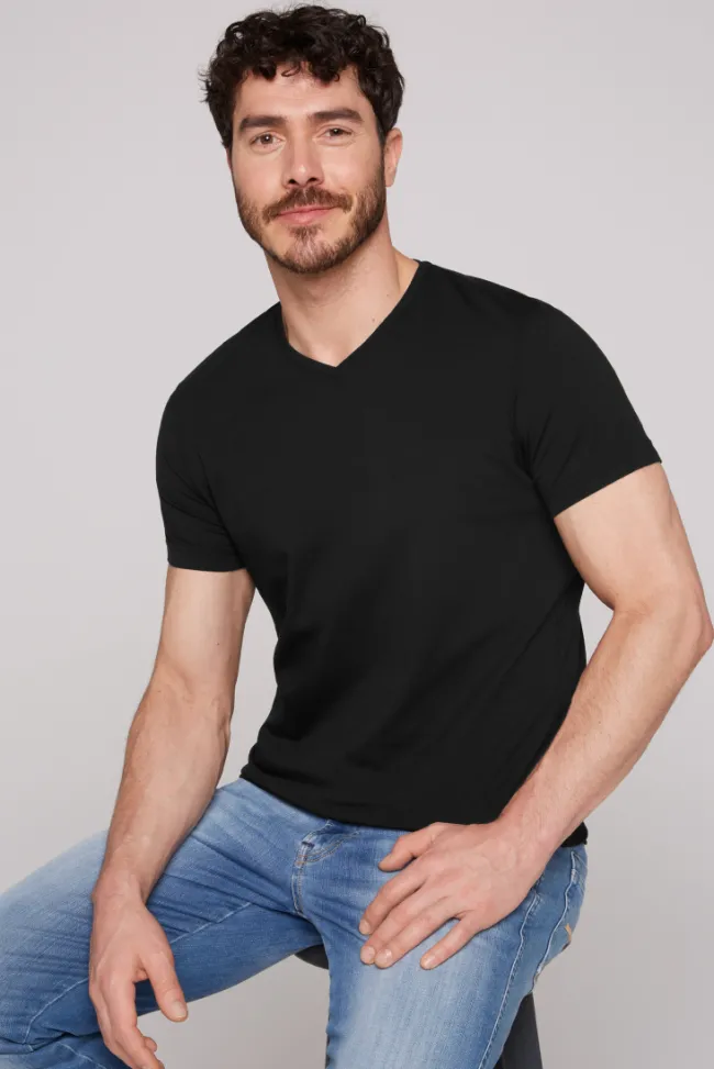 Herren CAMP DAVID & SOCCX Basic T-Shirt mit V-Neck, Doppelpack /