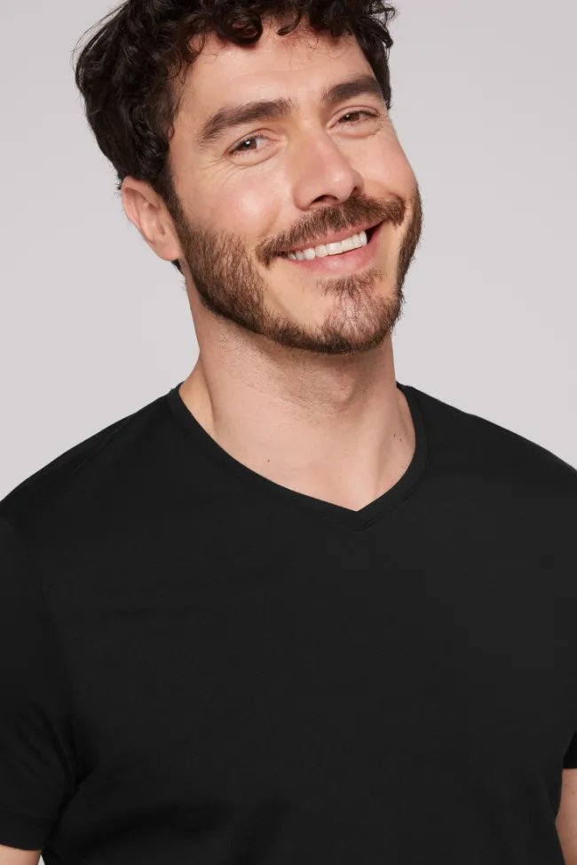Herren CAMP DAVID & SOCCX Basic T-Shirt mit V-Neck, Doppelpack /
