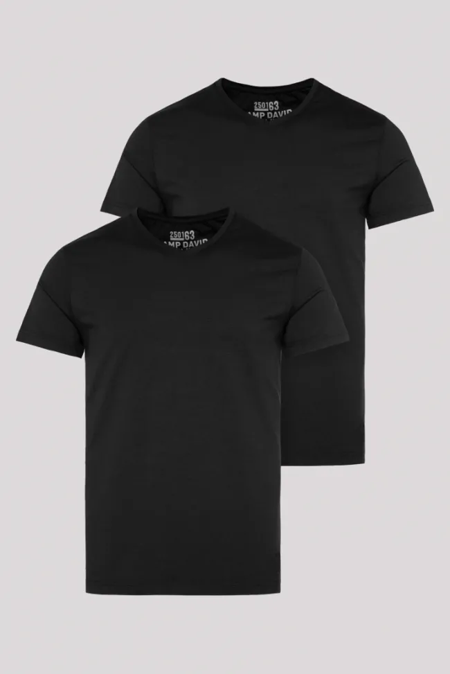 Herren CAMP DAVID & SOCCX Basic T-Shirt mit V-Neck, Doppelpack /