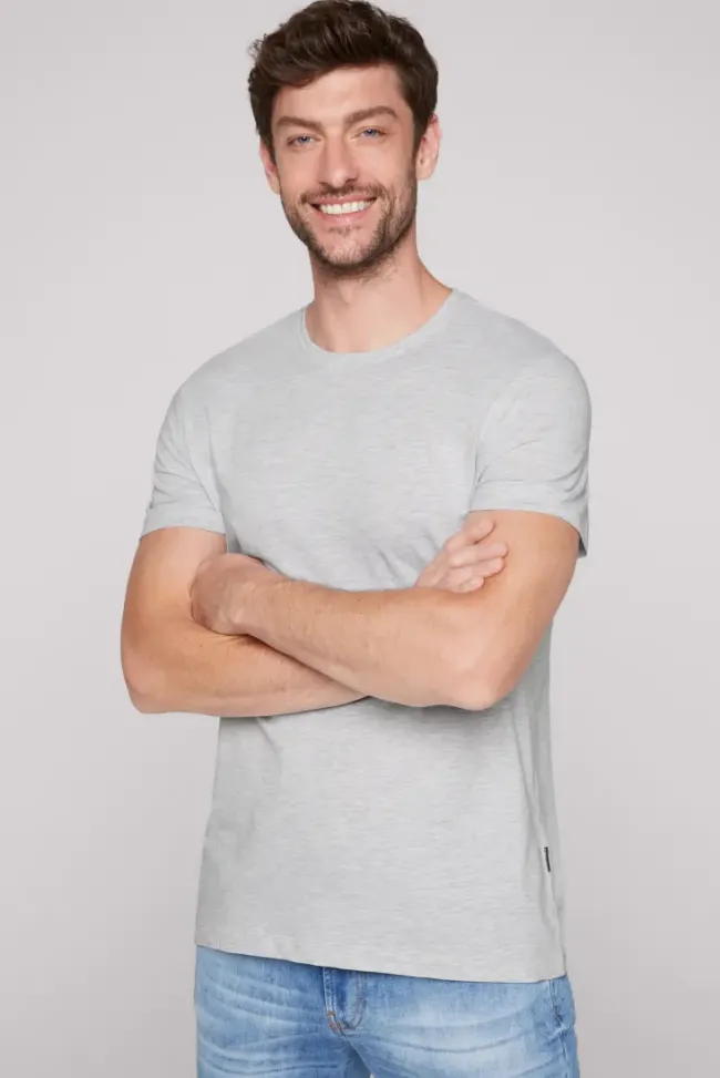 Herren CAMP DAVID & SOCCX Basic T-Shirt Rundhals 2er-Pack grey melange
