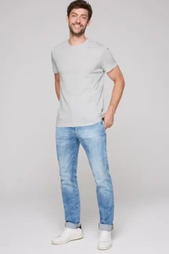 Herren CAMP DAVID & SOCCX Basic T-Shirt Rundhals 2er-Pack grey melange