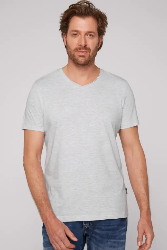 Herren CAMP DAVID & SOCCX Basic T-Shirt V-Neck 2er-Pack grey melange