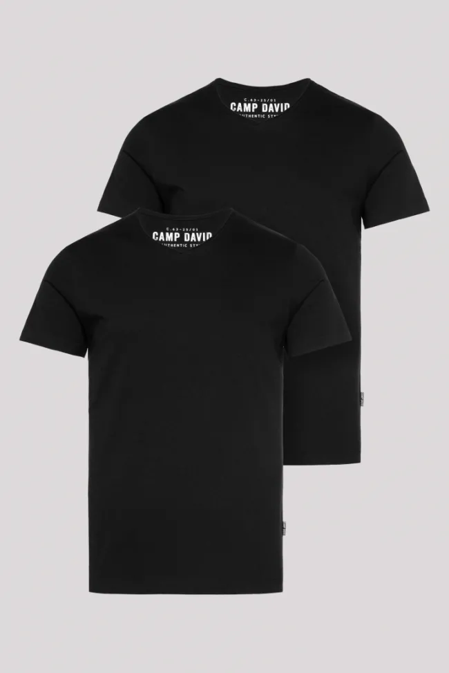 Herren CAMP DAVID & SOCCX Basic T-Shirt V-Neck 2er-Pack