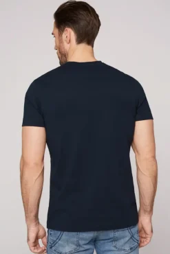 Herren CAMP DAVID & SOCCX Basic T-Shirt V-Neck mit Logo Print blue navy