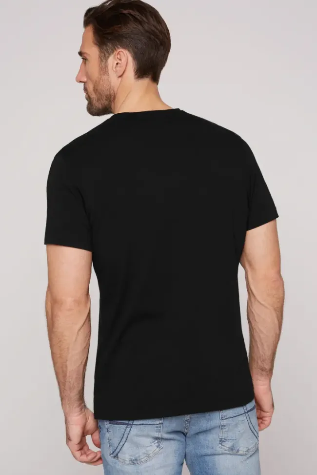 Herren CAMP DAVID & SOCCX Basic T-Shirt V-Neck mit Logo Print