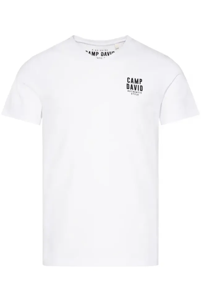 Herren CAMP DAVID & SOCCX Basic T-Shirt V-Neck mit Logo Print