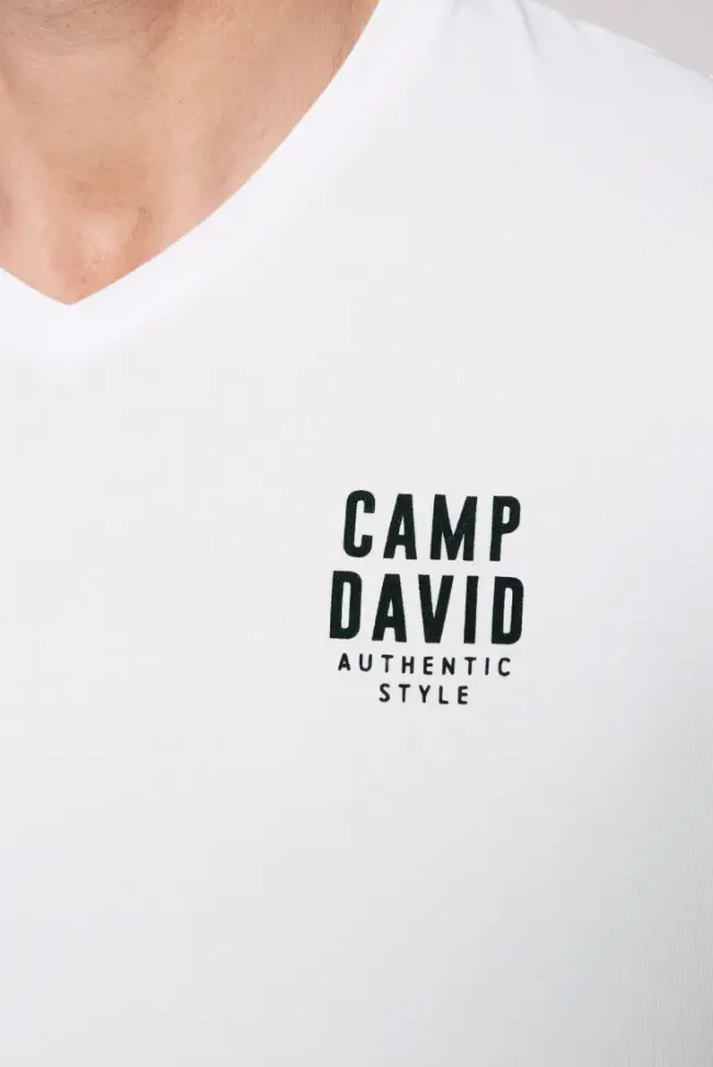 Herren CAMP DAVID & SOCCX Basic T-Shirt V-Neck mit Logo Print