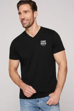 Herren CAMP DAVID & SOCCX Basic T-Shirt V-Neck mit Logo Print