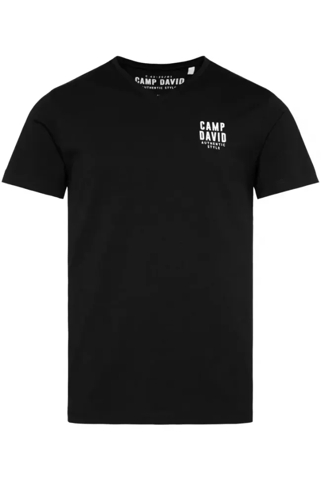 Herren CAMP DAVID & SOCCX Basic T-Shirt V-Neck mit Logo Print