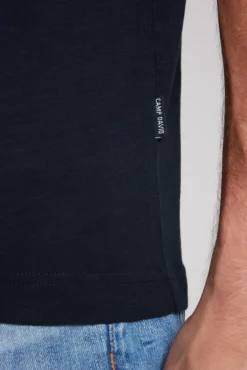 Herren CAMP DAVID & SOCCX Basic T-Shirt V-Neck mit Used-Kante blue navy