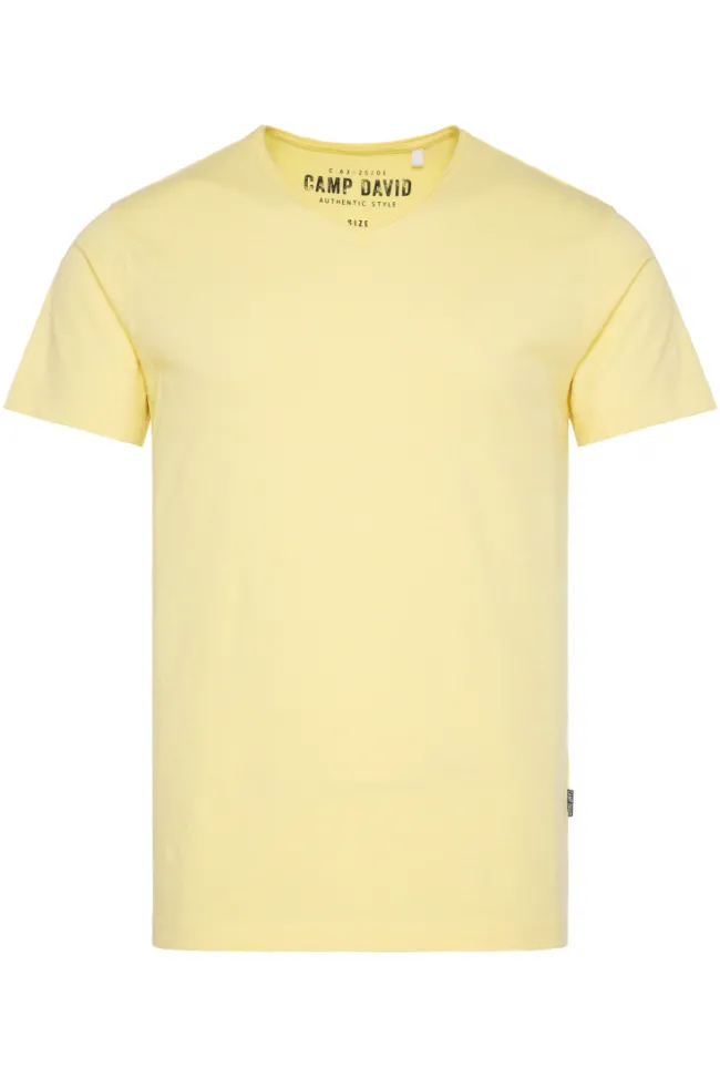 Herren CAMP DAVID & SOCCX Basic T-Shirt V-Neck mit Used-Kante