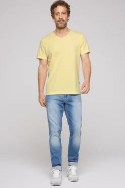 Herren CAMP DAVID & SOCCX Basic T-Shirt V-Neck mit Used-Kante