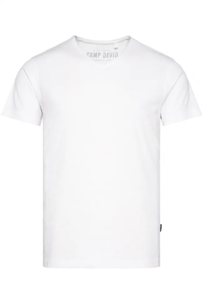Herren CAMP DAVID & SOCCX Basic T-Shirt V-Neck mit Used-Kante