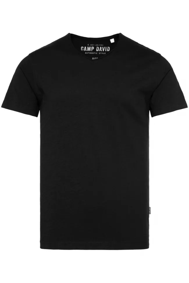 Herren CAMP DAVID & SOCCX Basic T-Shirt V-Neck mit Used-Kante