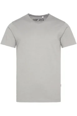 Herren CAMP DAVID & SOCCX Basic T-Shirt V-Neck mit Used-Kante polo grey