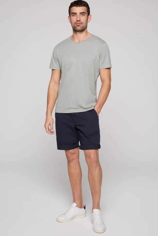 Herren CAMP DAVID & SOCCX Basic T-Shirt V-Neck mit Used-Kante polo grey