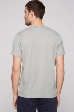 Herren CAMP DAVID & SOCCX Basic T-Shirt V-Neck mit Used-Kante polo grey