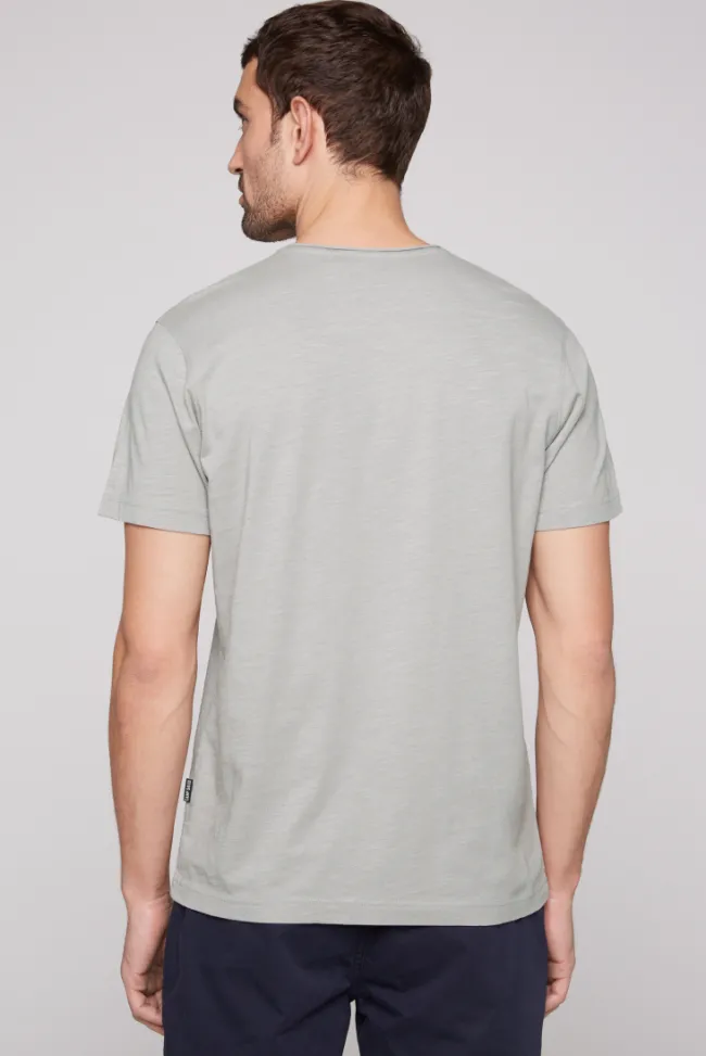 Herren CAMP DAVID & SOCCX Basic T-Shirt V-Neck mit Used-Kante polo grey