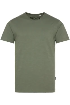 Herren CAMP DAVID & SOCCX Basic T-Shirt V-Neck mit Used-Kante green olive