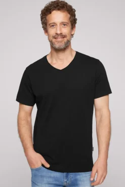 Herren CAMP DAVID & SOCCX Basic T-Shirt V-Neck mit Used-Kante