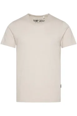 Herren CAMP DAVID & SOCCX Basic T-Shirt V-Neck mit Used-Kante light cappuccino
