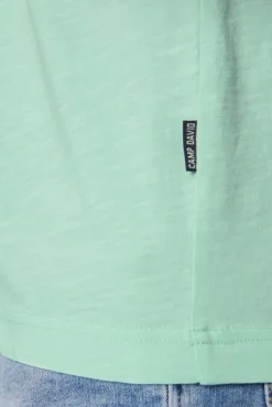 Herren CAMP DAVID & SOCCX Basic T-Shirt V-Neck mit Used-Kante sun aqua