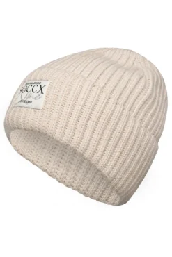 Damen CAMP DAVID & SOCCX Beanie in Rippstrick mit Label Patch faded beige