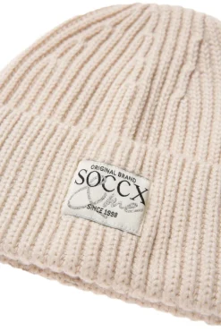 Damen CAMP DAVID & SOCCX Beanie in Rippstrick mit Label Patch faded beige