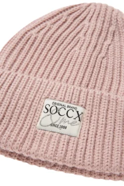 Damen CAMP DAVID & SOCCX Beanie in Rippstrick mit Label Patch rose blush