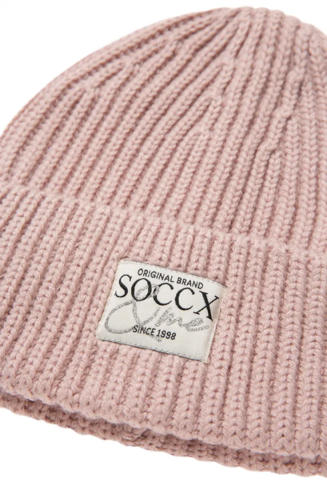 Damen CAMP DAVID & SOCCX Beanie in Rippstrick mit Label Patch rose blush
