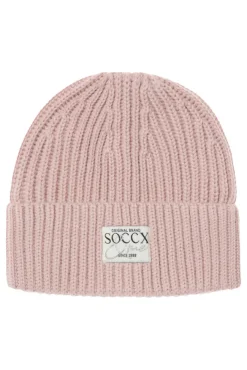 Damen CAMP DAVID & SOCCX Beanie in Rippstrick mit Label Patch rose blush