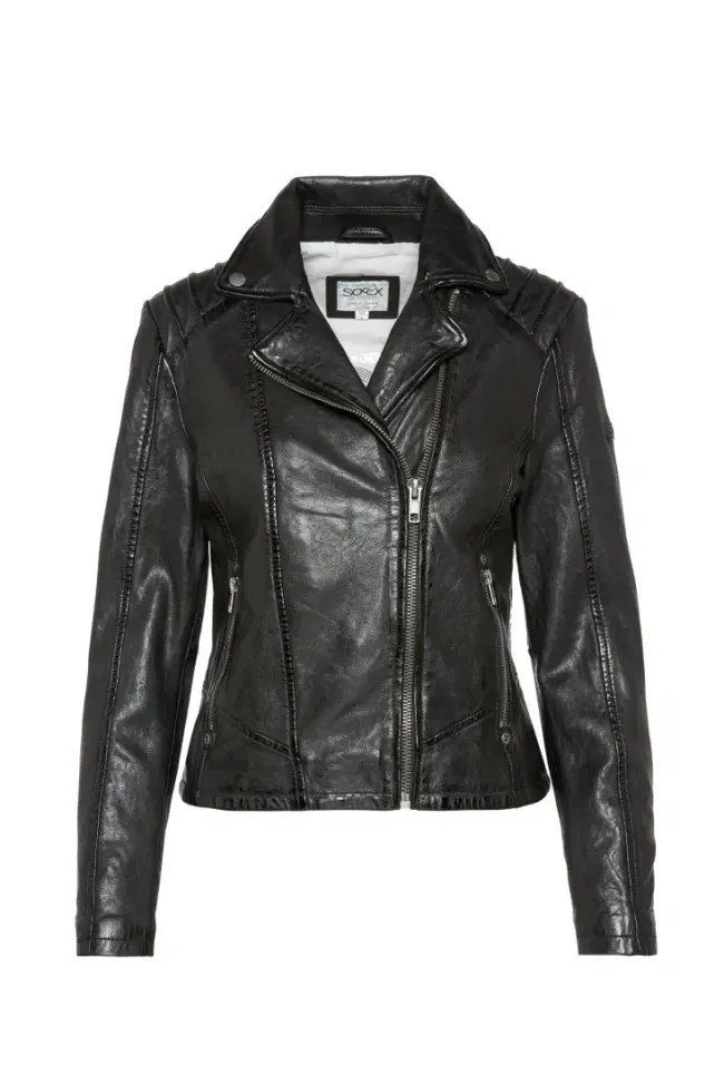 Damen CAMP DAVID & SOCCX Bikerjacke aus Leder im Vintage Look