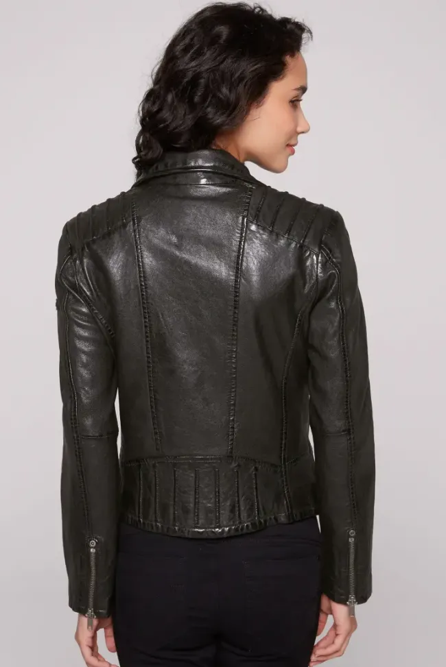 Damen CAMP DAVID & SOCCX Bikerjacke aus Leder im Vintage Look
