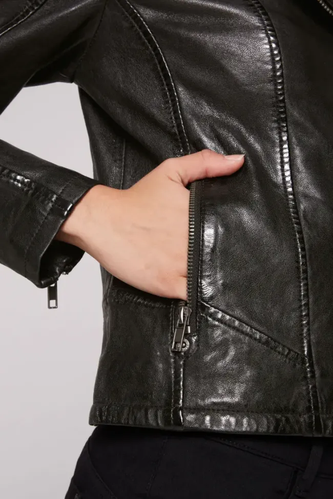 Damen CAMP DAVID & SOCCX Bikerjacke aus Leder im Vintage Look
