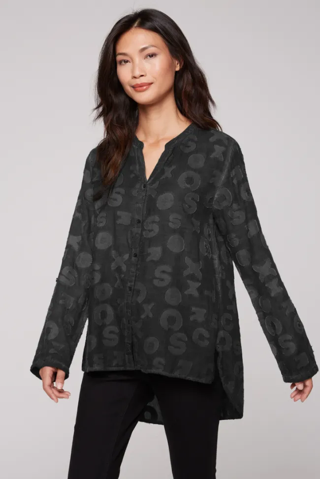 Damen CAMP DAVID & SOCCX Bluse Oil Dyed mit Intarsia-Muster